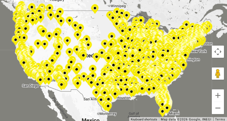 Map of Viega's authorized distributor network across the United States supporting their hybrid training model