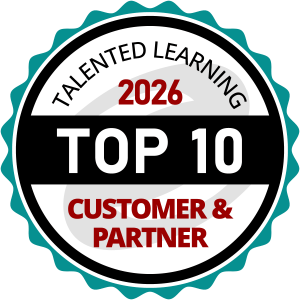 BlueVolt 2026 Talented Learning Awards Top 10 Customer & Partner LMS badge